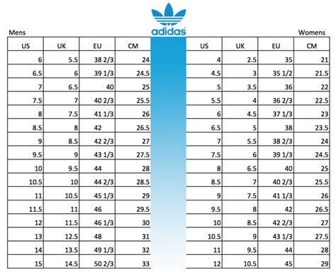 Adidas women's sneakers size chart